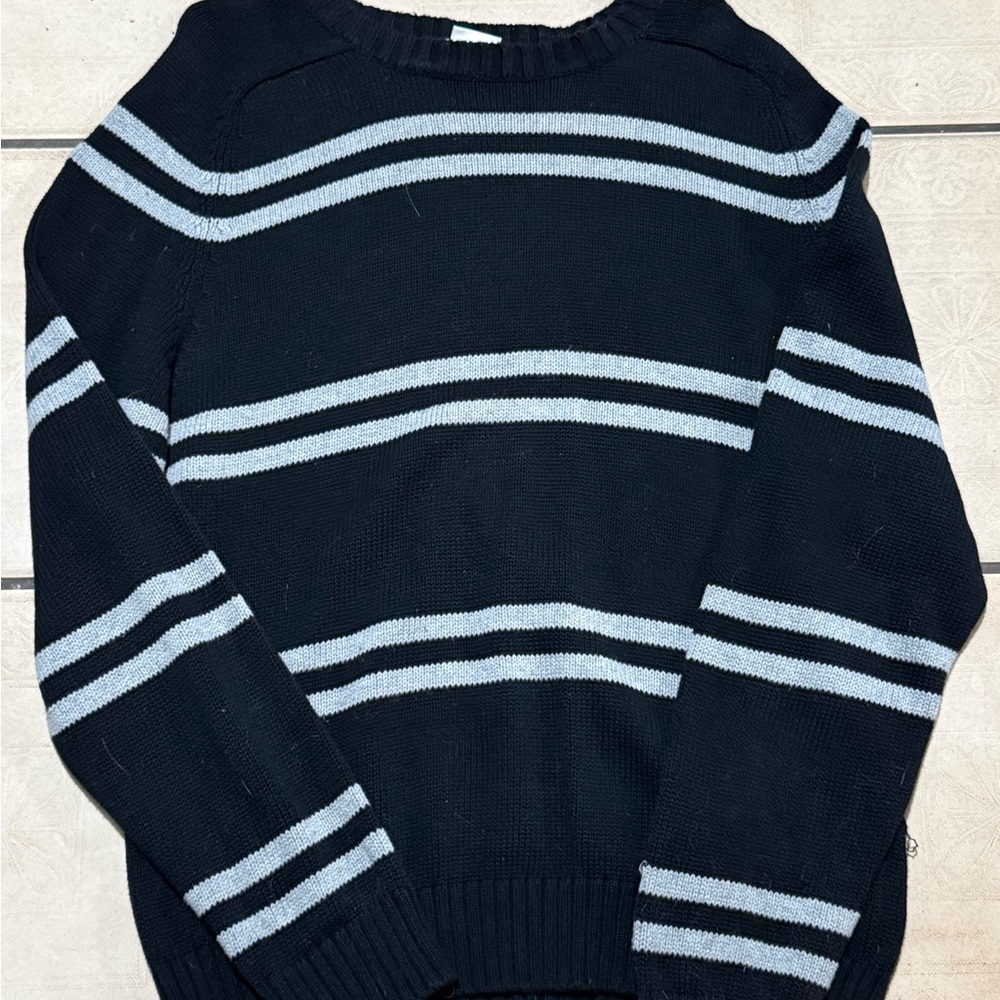 Men's Black Stripe Crewneck Sweater